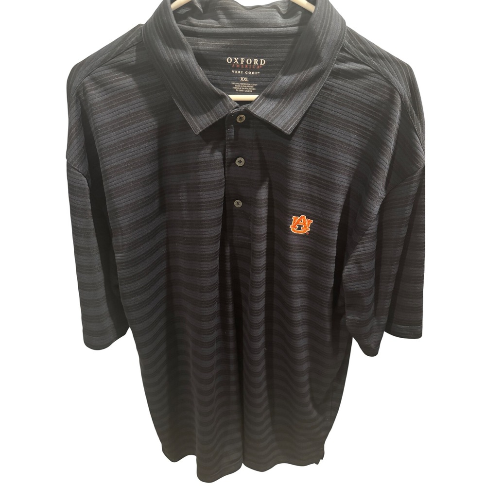 Oxford America Auburn Tigers Polo Shirt Mens XXL Blue Black Stripe Veri Cool
